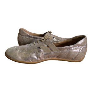 Sesto Meucci Metallic Leather Faux Animal Print Size 10M Made in Italy Sneaker